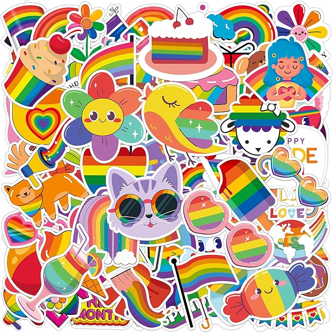 Pride Stickers,100Pcs Pride Accessories, Rainbow Sticker for for Trans Bi Lesbian LGBTQ+ Gay Pride Stuff Accessories, Celebration Parades Home Decor Party Supplies Festivals