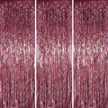 3.3 x 6.6 ft Foil Fringe Backdrop Curtains, Tinsel Streamers Party Decorations, Fringe Backdrop for Birthday, Baby Shower, Gender Reveal, Graduation (3, Burgundy)