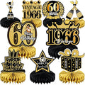 9 Pcs 60th Birthday Decoration for Men Women 60th Birthday Centerpieces for Tables Cheers to 60 Years Birthday Honeycomb Decor Birthday Table Topper Black and Gold 60th Birthday Party Favors