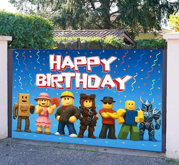 Video Game Birthday Decorations Happy Birthday Banner for Boys 6x4ft Pixel Backdrop Villager Gaming Birthday Party Decorations Video Game Backdrop for Kids Miner Boys Birthday Party Decorations