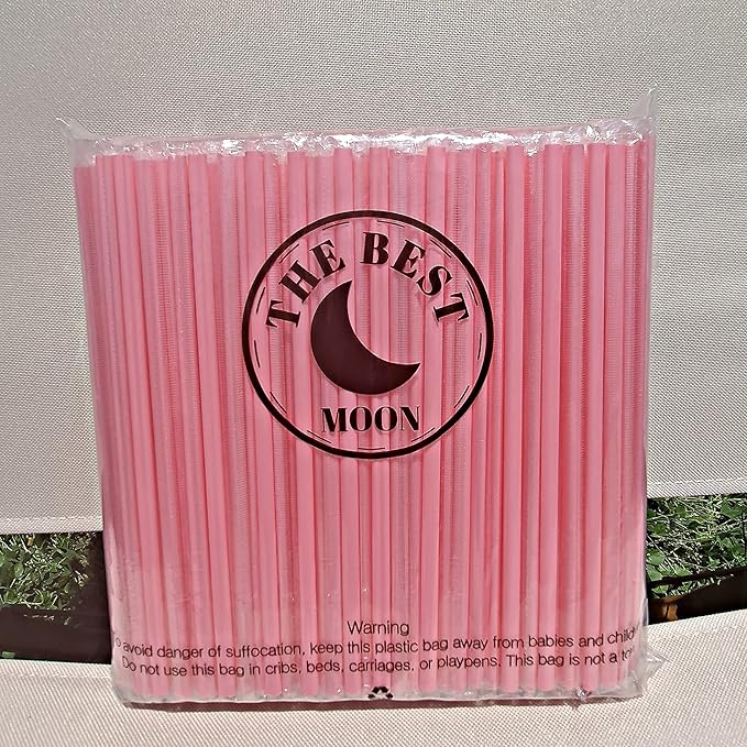 200pcs Heart Shaped Pink Straws Disposable Drinking Cute Straw Individually Wrapped Pink Plastic Straw Galentines Day, Cocktail, Birthday Party, Bridal Shower, Wedding Decorations