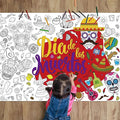 ZOIIWA Day of The Dead Giant Coloring Poster Dia De Los Muertos Large Coloring Posters Sheets Sugar Skulls Tablecloth Mexican Fiesta Party Banner for Home Wall Decor Drawing DIY Painting Crafts