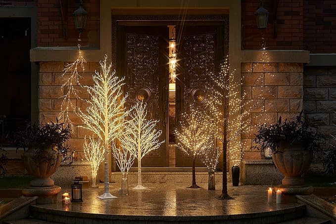 LITBLOOM Lighted White Tree Plug in 430 LED Fairy Lights 4FT, Twig Tree with Lights for Indoor Outdoor Home Room Christmas Easter Decoration