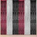 KatchOn, Burgundy Black and Silver Foil Fringe Curtains – Pack of 6 | Tinsel Backdrop for Bridal Shower, Bachelorette Party Decorations | Streamer Backdrop for Christmas, Halloween Decorations Indoor