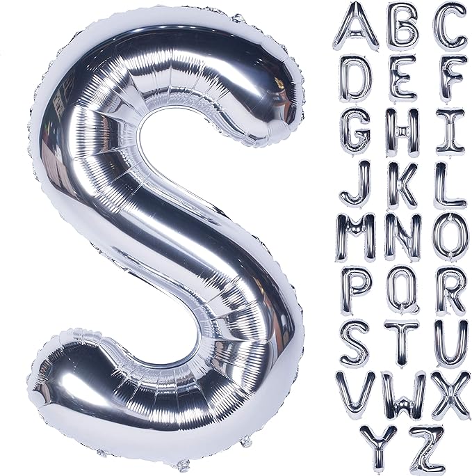 Letter Balloons 40 Inch Giant Jumbo Helium Foil Mylar for Party Decorations Silver S