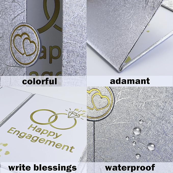 Engagement Party Decorations, Happy Engagement Guest Book Alternative, Large Engagement Card Engagement Gifts for Couple, Engagement Signature Book Engagement Decorations Party Supplies (White)