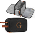 YOOLIFE Mens Toiletry Travel Bag - Personalized Monogram Toiletry Bag Water Resistant Dopp Kit, Travel Essentials for Men, Mens Gifts for Boyfriend Father Best Friend Birthday Gifts Letter G Black