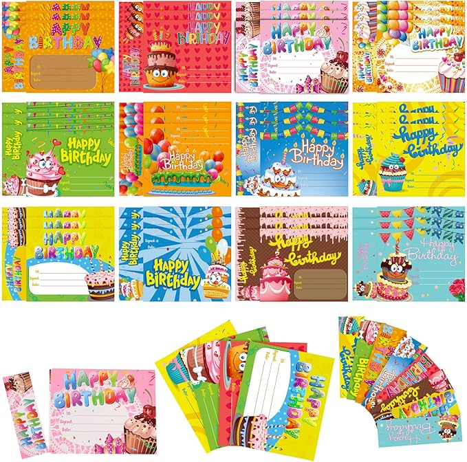 Outus Birthday Certificates Awards Card for Kids Birthday Bookmarks Cutouts Greeting Cards Classroom Decorations for Back to School Party Supplies
