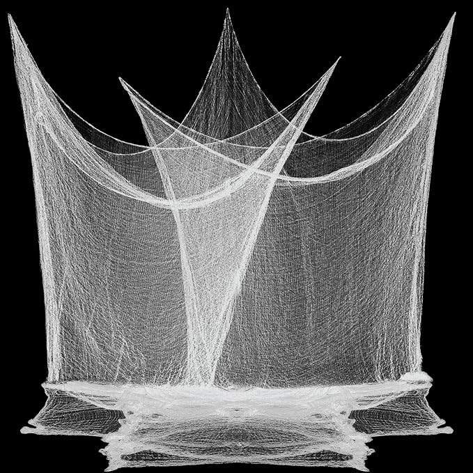 80 x 400 Halloween Decorations Creepy Cloth Indoor Outdoor, Scary Gauze Halloween Party Decorations, Spooky Home Decor Supplies for Table Tree Garden Doorway Haunted House Yard Skeleton (1PCS White)