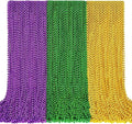 SHAOQINLIN 144 PCS Mardi Gras Beads Necklaces, 33'' Metallic Gold Green Purple Bead Necklace Mardi Gras Accessories Throw Beads in Bulk for Mardi Gras, Christmas, Party Favors