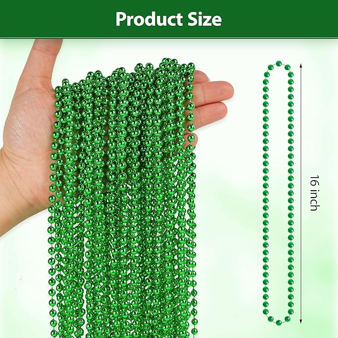 30 Pack Mardi Gras Beads Necklaces Bulk,Mardi Gras St Patricks Day Accessories Green Beads Necklace Party Favors,St Patricks Day Necklaces Party Supplies Mardi Gras Decor for Party,School Event,Home