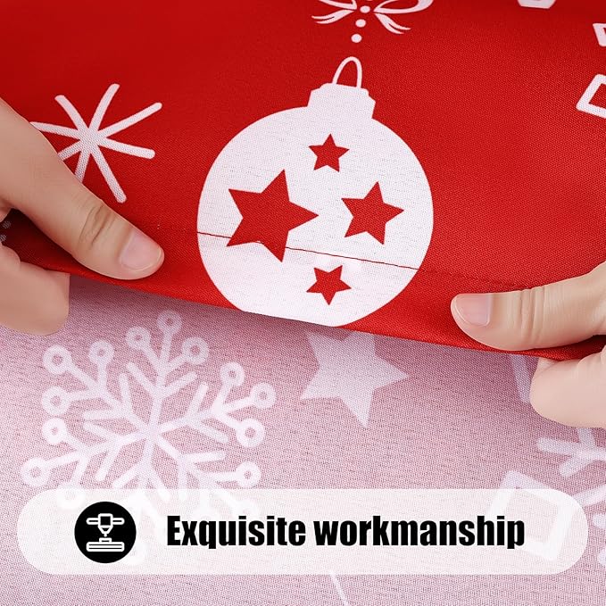 Smiry 2 Pack Rectangle Christmas Table Cloth, Waterproof Elastic Fitted Tablecloths, Washable Polyester Rectangular Patio Table Cover for Dinner (Christmas Snowflakes, 30"x48")