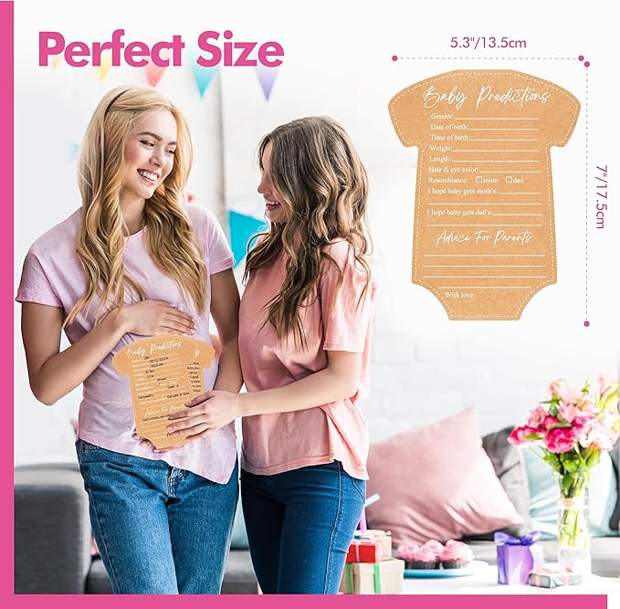 55PCS Baby Predictions, Double Sided Advice Cards Baby Shower Decorations Cards Wishes to Baby for Parents