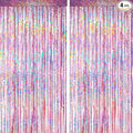 4 Packs Pink Foil Fringe Curtain, Pink Glitter Metallic Tinsel Backdrop for Birthday, Wedding, Baby Shower, Princess Bachelorette Cowgirl Party Decorations Supplies