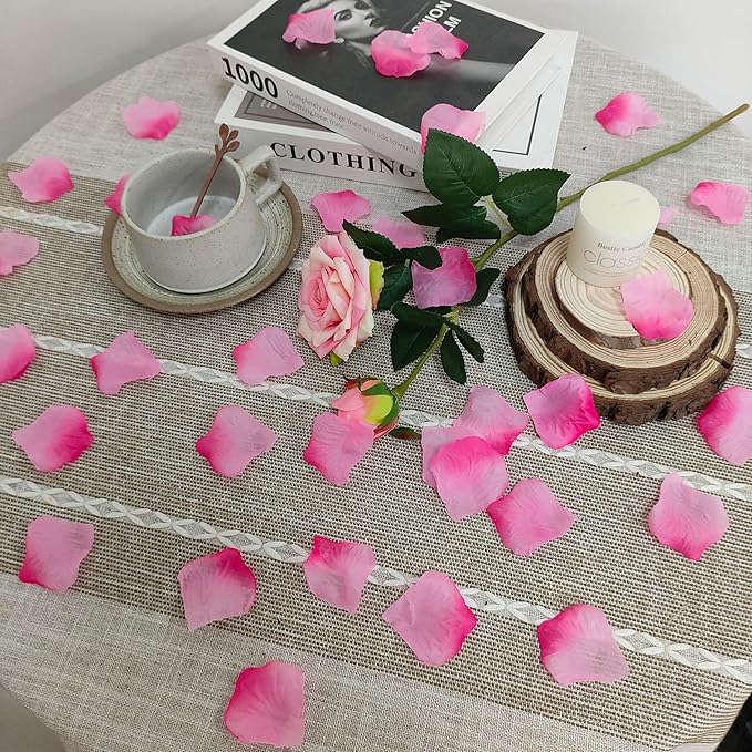 1500 Pcs Pre-separated Artificial Gradient Pink Rose Petals for Romantic Night,Faux Gradient Pink Flower Petals for Flower Girl,Weddings,Valentine Day,Party,Romantic Decoration(Ready-to-use)