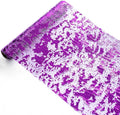 Snowkingdom 2 Pieces Purple Table Runner, Sequin Glitter Foil Metallic Thin Mesh Runners Roll 11"x108" for Romantic Wedding Bridal Shower Birthday Anniversary, Purple Party Table Decorations