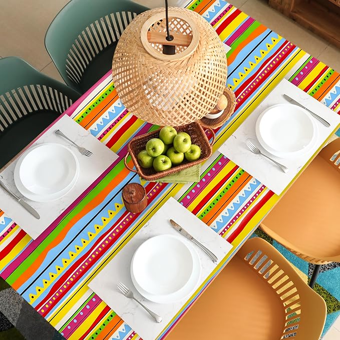 Kochorie 2 Pieces Mexican Party Tablecloth Plastic Cinco De Mayo Tablecloth Disposable Rectangle Tablecloths for Mexican Themed Birthday Party Decorations Supplies