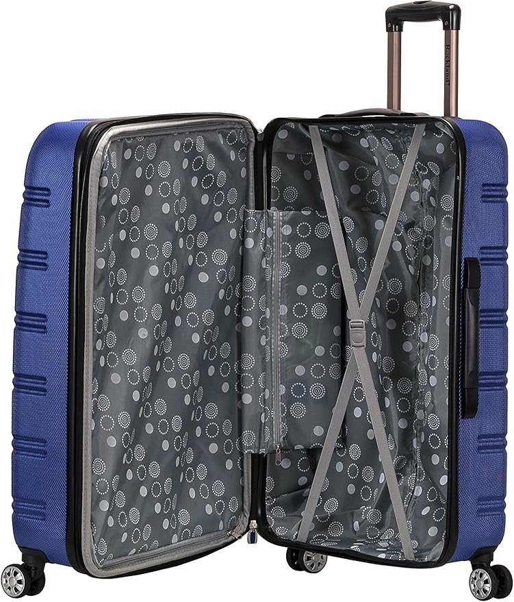 Rockland Melbourne Hardside Expandable Spinner Wheel Luggage, Checked Large 28", Blue