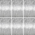 3.3 x 6.6 ft Foil Fringe Backdrop Curtains, Tinsel Streamers Party Decorations, Fringe Backdrop for Birthday, Baby Shower, Gender Reveal, Graduation (6, Silver)