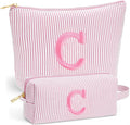 Cute Stuff for Teen Girls Gifts - 2 Piece Set Makeup Bags, Custom Makeup Organizer Pouch, 6-12 Year Old Girl Birthday Gifts, Travel Essentials, Personalized Birthday Gifts- Light Pink C