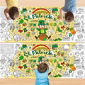2 PCS St Patricks Day Coloring Tablecloth/Poster, St Patrick Day Decorations, 72" X 30" Paper Coloring Tablecloth for Kids Crafts Activities, DIY St Patricks Party Supplies Gifts for Classroom Family