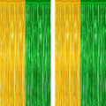 2 Pack Graduation Backdrop, Large Grad Decor 2026, Green Gold Graduation Photo Backdrop Fringe Curtains Party Streamer, Metallic Green and Gold Grad Decorations Class of 2026