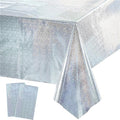 GREATRIL Party Table Cover Disposable Silver Table Cloths for Birthdays Ceremony Party Decorations Rectangle Tablecover 54'' x 108'' - 2 Packs