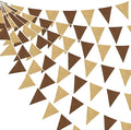 46Ft Brown Party Decorations Brown Burlap Banner Triangle Pennant Flag Macaron Linen Garland Streamers for Rustic Birthday Boho Wedding Teddy Bear Baby Shower Jungle Woodland Party Decorations