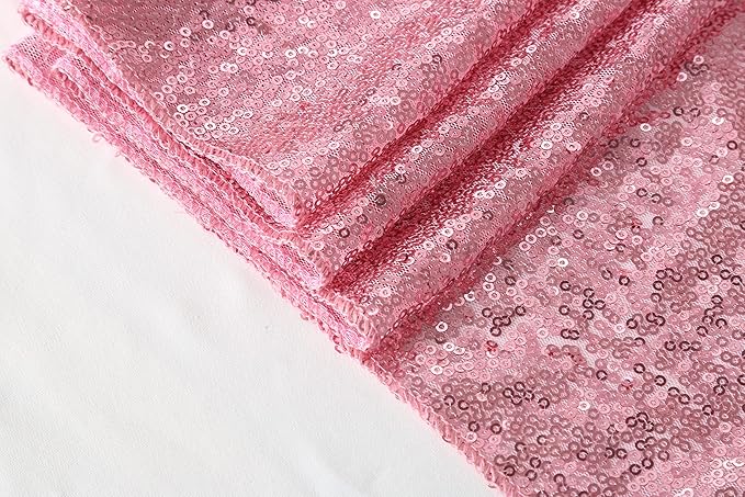 B-COOL Sequin Backdrop Curtain Fuchsia Pink Backdrop Drapes 4 Panels 2ftx8ft Pink Glitter Backdrop for Photo Ceremony Sweetheart Grils Party Decoration
