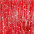 2 Pack Laser Red Foil Fringe Curtains Streamers Party Decorations 3.3 x 8.2 ft, Tinsel Curtain Fringe Backdrop for Parties, Door Fringe Birthday Streamers, Photo Booth Backdrops, Party Decor