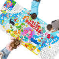 Mermaid World Coloring Poster, Large Coloring Activity Paper 75” x 31” Jumbo Size Ocean-themed Paper DIY Painting Drawing Banner/Tablecloth for School, Wall Decor