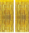 2 Pack Fringe Curtains Backdrops, Foil Fringe Curtains, Door Streamers for Birthday Wedding Bridal Shower Holiday Graduation Party Decorations, Photo Booth Backdrops, Gold