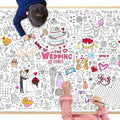 GWHOLE Giant Coloring Poster, 40 x 28 Inch Large Wedding Themed Coloring Tablecloth Colorable Table Cloth for Home School Wedding Bridal Shower