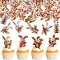 Ercadio 40 Pack Edible Easter Bunny Cupcake Toppers Rabbit Carrot Cupcake Drink Toppers for Easter Rabbit Theme Spring Birthday Baby Shower Party Decoration Supplies