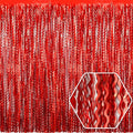 4 Pack Red Wave Foil Fringe Curtain Backdrop, 3.28Ft x 8.2Ft Metallic Tinsel Foil Fringe Streamer Curtains for Photo Booth, Mother's Day, Easter, Birthday, Wedding Party Decoration