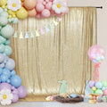 PartyDelight Light Gold Sequin Backdrop 6x8ft - High Density 3mm Shimmer Sequin Background with 4-Inch Rod Pocket, Sparkly Photography Curtain for Wedding, Birthday, TikTok & Live Decor