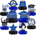 10PCS Graduation Decorations Class of 2025 Centerpieces, Congrats Grad Honeycomb Table Toppers for Graduation Party Favors, 2026 Graduation Party Decorations (10PCS, Blue & Black)