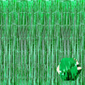 3 Pack Green Foil Fringe Curtain Backdrop, 3.28Ft x 6.6Ft Metallic Tinsel Foil Fringe Streamer Curtains for Photo Booth, Christmas Day, Thanksgiving, Wedding, New Year Party Decorations