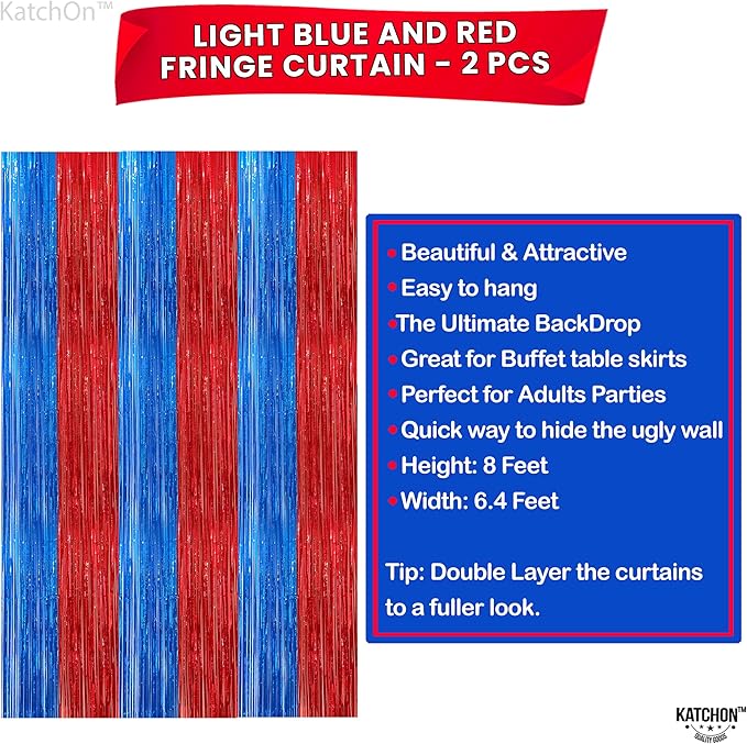 KatchOn Xtralarge Streamers - Red & Blue, 8x3.2 Feet | Fringe Curtain, Party & Carnival Decorations - Circus Theme