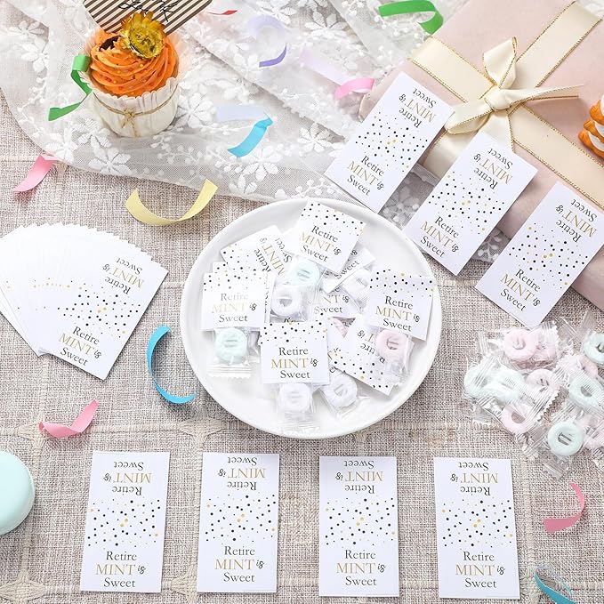 200 Pcs Retirement Party Favors Retire Mint is Sweet Stickers, Individually Mint Toppers Bulk, Retirement Gifts Tags Decoration for Women Men