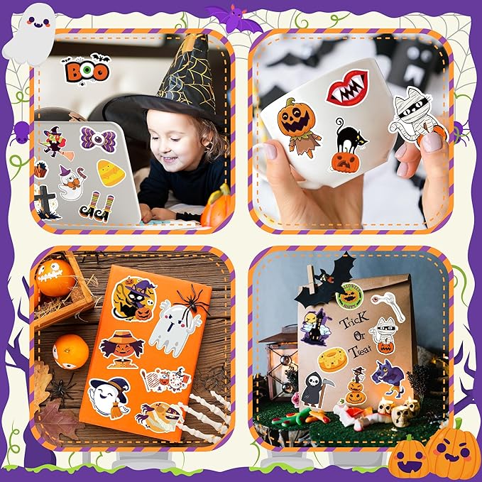 OHOME Halloween Stickers | 100 PCS Halloween Party Favors - Halloween Games Toys Gifts Party Supplies - Crafts Accessories Treats Bulk for Classroom
