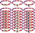USA Bracelets Bulk 4th of July Accessories Red White and Blue Polymer Clay Beaded Stretch Bracelets for Women USA Jewelry Independence Day 4th of July Patriotic Party Favors Gifts