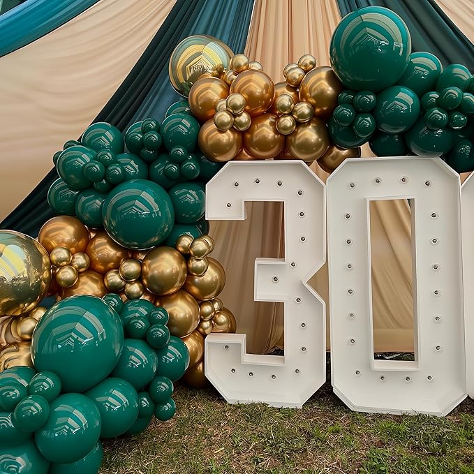 Christmas Balloon Arch Kit Green and Gold Balloon Garland Emerald Forest Hunter Dark Green Sage Champagne Gold Metallic Party Balloon for Xmas Ugly Sweater Friendsmas Holiday Party Decoration