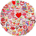100 PCS Valentines Stickers for Kids, Bulk Heart Stickers for Valentines Day Gifts for Kids Classroom School Exchange, Vinyl Decals, Crafts, Party Favors, Goodie Bags Decorations