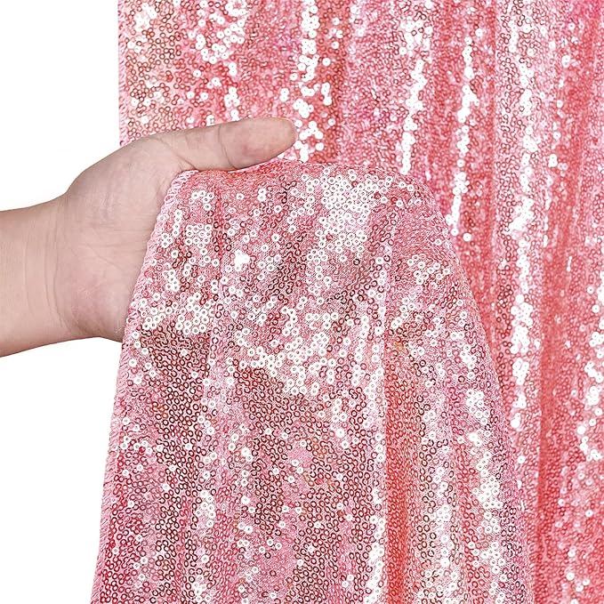 B-COOL Sequin Backdrop Curtain 6 Panels Fuchsia Pink Party Curtain Background 2ftx8ft for Birthday Wedding Sweetheart Party Decorations