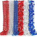 100PCS 4th of July Necklace, 6 Kinds Patriotic Fourth of July Beads Necklace Bulk, Independence Day Red Blue White Stars Round Beads, Patriotic Bulk for Parade Party Celebration Favors