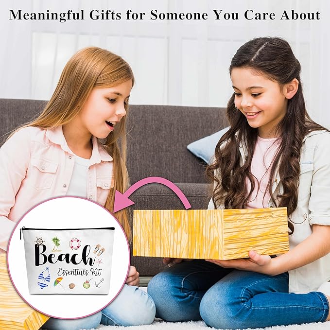 Summer Cosmetic Bag, Cruise Gift Makeup Bag with Zipper for Toiletry Bag Accessories, Beach Lover Gifts for Women Girls Birthday- B13