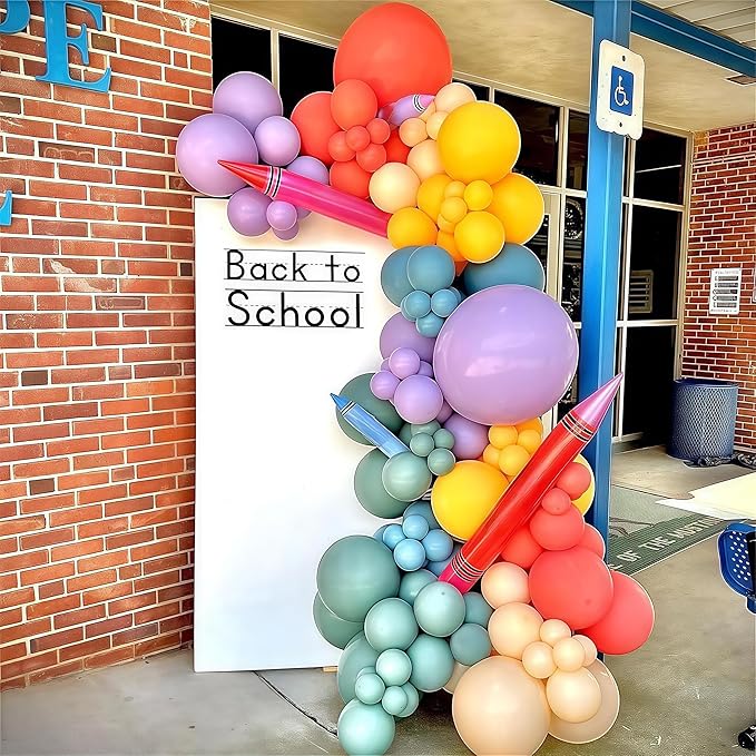 124PCS Rainbow Balloon Arch Kit, Assorted Colorful Balloon Garland with Dusty Slate Blue Retro Orange Balloons, Mustard Yellow Beige Balloons for Baby Shower Boho Groovy Birthday Party Decorations