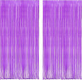 BRAVESHINE Tinsel Photo Backdrop Curtains - 2Pcs 3.2x8.2ft Pastel Purple Fringe Streamer for Easter/Valentines/Hunters/Anniversary/Birthday/Bachelorette/Engagement/Mermaid/Butterfly Party Decorations
