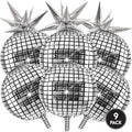 Inflatable Disco Ball Balloons Pack of 9-22” Silver Mylar Foil Disco Party Balloons with Star Balloons, Ribbon & Pipe for New Year's Disco Ball Decorations Party, Bachelorette, Birthday Décor